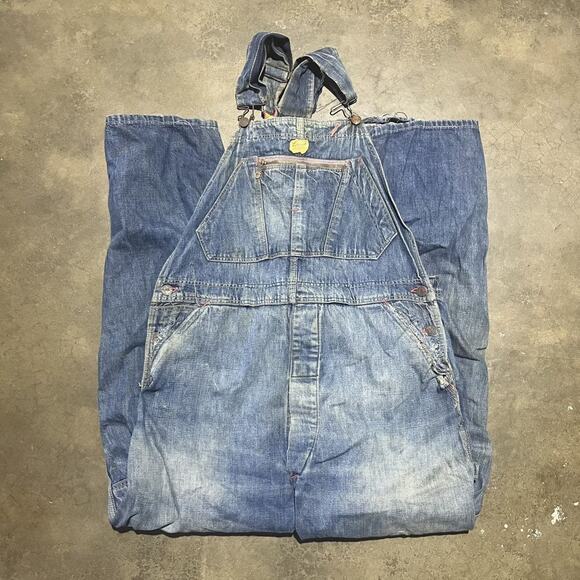 Vintage 40s The Big Favorite Sanforized Denim Overalls 38x29 - Picture 1 of 6